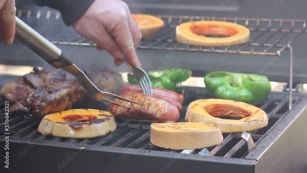 Portable Barbecue At Park. Close-Up. 
