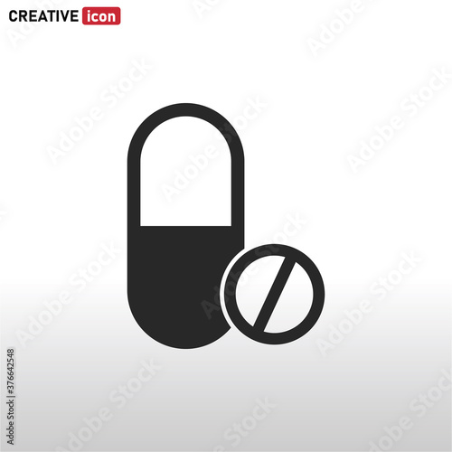 Pill icon vector . Medical sign