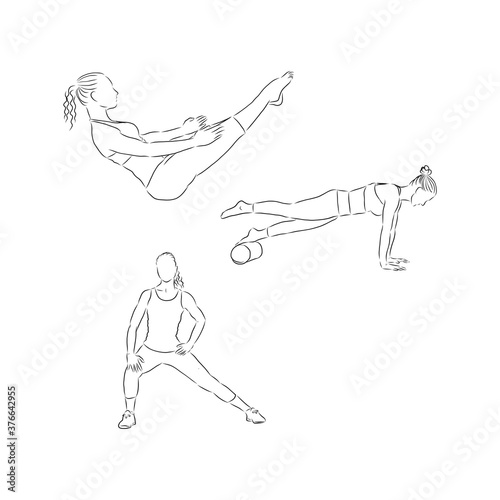 Yoga poses  yoga pants  yoga poses  vector sketch illustration