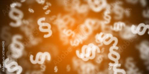 Photos Abstract orange background with flying paragraph symbols