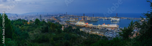 Panorama of a sunset in Barcelona, Spain