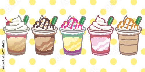 いろんな種類のフラペチーノ・セットイラスト