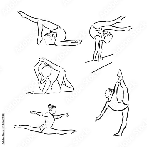 abstract illustration of artistic gymnastics, gymnasts, gymnastics, vector sketch illustration