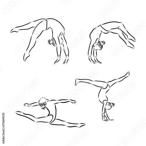 abstract illustration of artistic gymnastics, gymnasts, gymnastics, vector sketch illustration