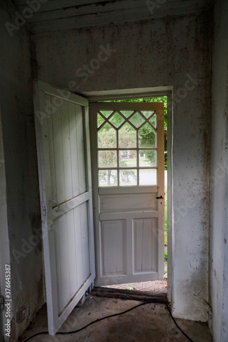 Stjarnholm, Sweden An old wooden door and window at the Stjarnholm Castle. © Alexander