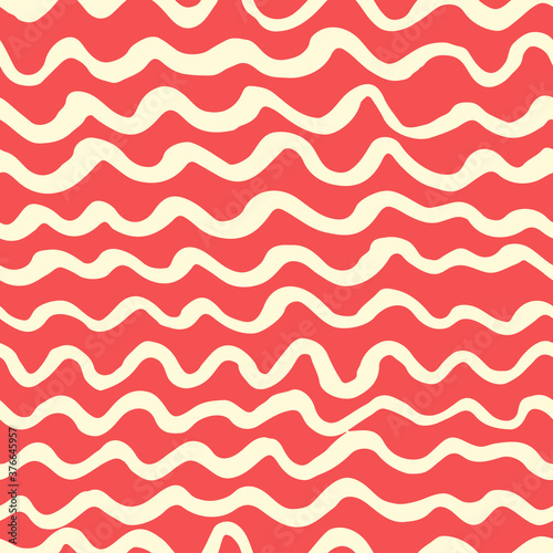 Seamless pattern with hand drawn waves