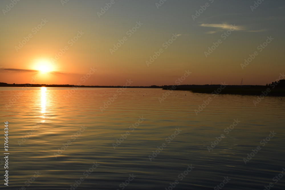 beautiful sunset on the lake, beautiful sunrise on the lake.