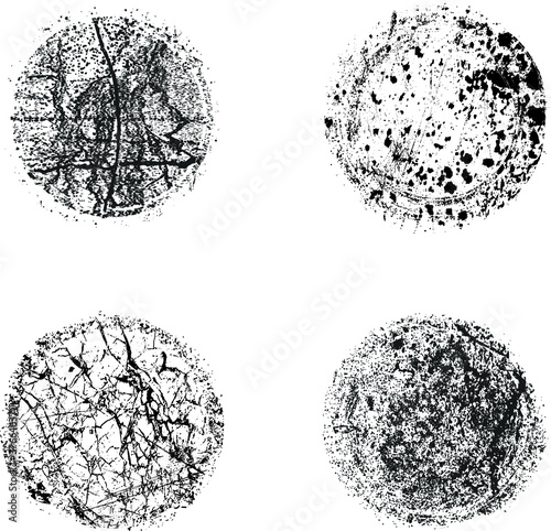 Grunge post Stamps Collection, Circles. Banners, Insignias , Logos, Icons, Labels and Badges Set . vector distress textures.blank shapes.