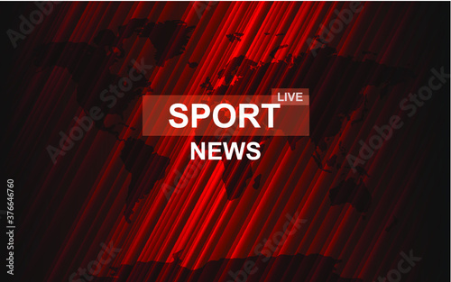 Vector sport news background, banner template, shining red color, glowing effect illustration.
