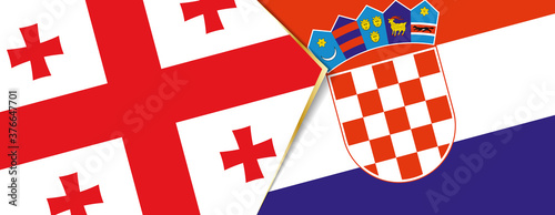 Georgia and Croatia flags, two vector flags.