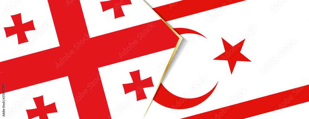 Georgia and Northern Cyprus flags, two vector flags.