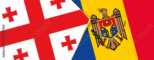 Georgia and Moldova flags, two vector flags.
