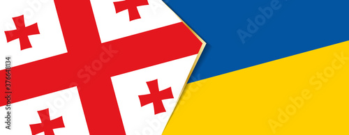 Georgia and Ukraine flags, two vector flags.