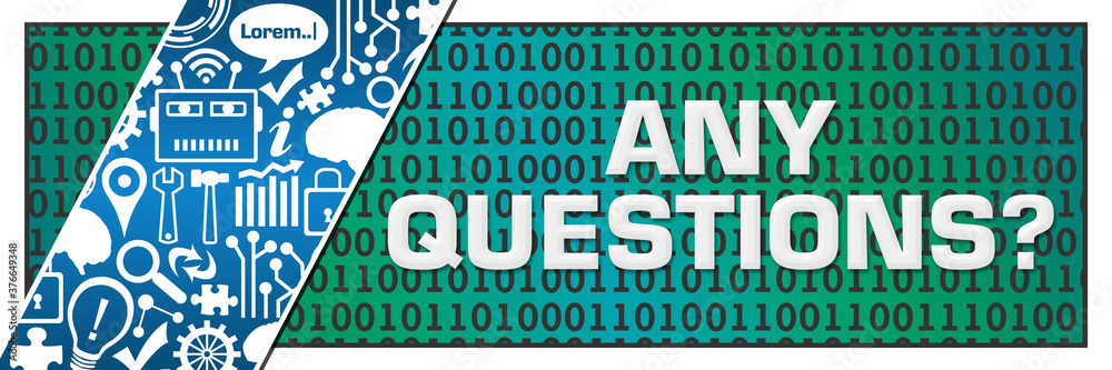 Any Questions Turquoise Blue AI Technology Left Side Any Questions Turquoise Blue AI Technology Left Side