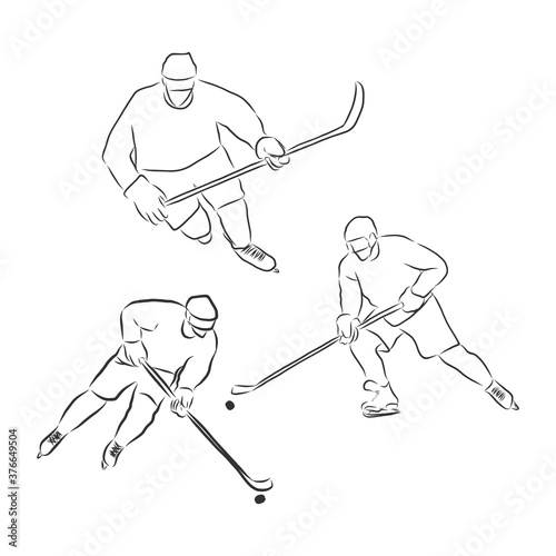 hand sketch hockey player, hockey player vector sketch illustration