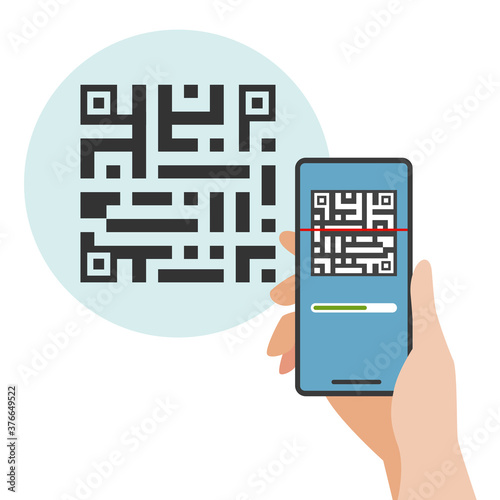 Scan QR code to smartphone.Vector illustration of scan QR code with mobile phone.