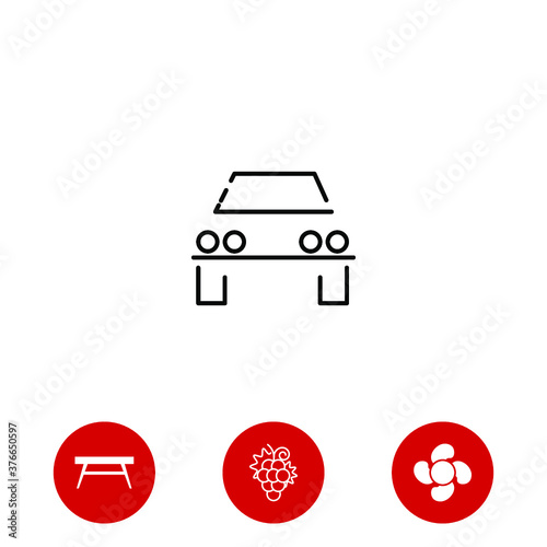 car icon and three bonus icons on white background, vector