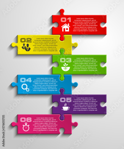 color infographics for business presentation made in the form of a puzzle