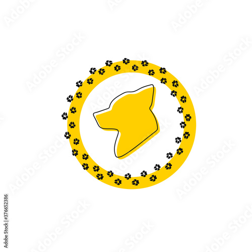 Shiba Inu Dog icon Silhouette Animal Paws Print. Vector