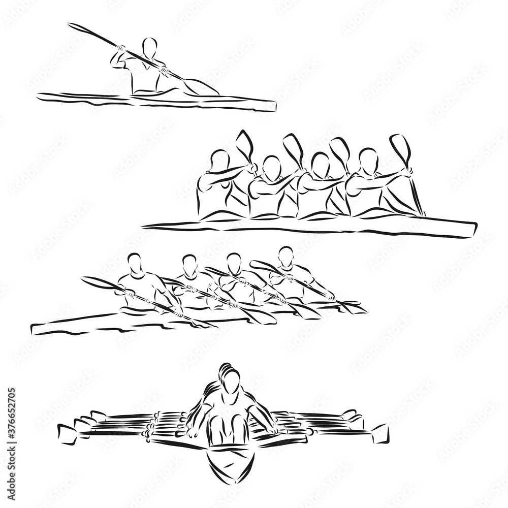 Academic rowing contour vector illustration, academic rowing vector ...