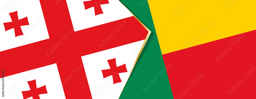 Georgia and Benin flags, two vector flags.