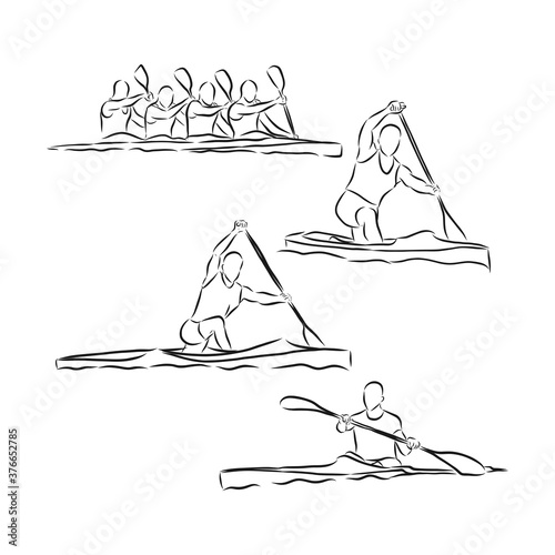 Academic rowing contour vector illustration, academic rowing vector sketch illustration