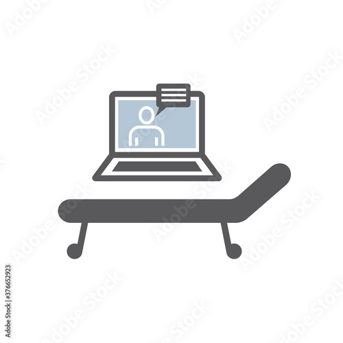 Psychology online concept icon. Psychotherapeutic session. Chat with psychologist. Vector sign for web graphic.