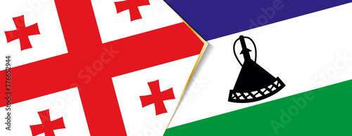 Georgia and Lesotho flags, two vector flags.