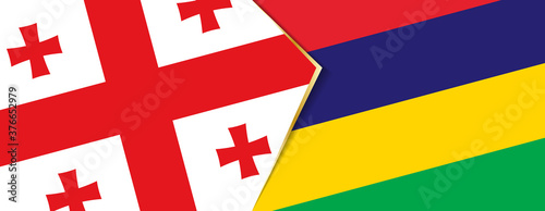 Georgia and Mauritius flags, two vector flags.