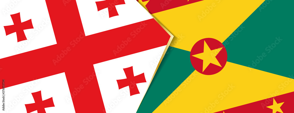 Georgia and Grenada flags, two vector flags.