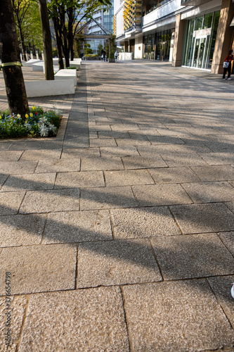 横浜みなとみらいの道と影