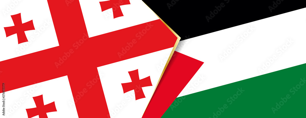 Georgia and Palestine flags, two vector flags.