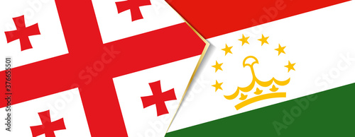 Georgia and Tajikistan flags, two vector flags.