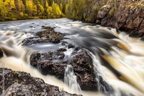 View of Kiutakongas Rapids at autumn, Oulanka National Park, Kuusamo, Finland. photo