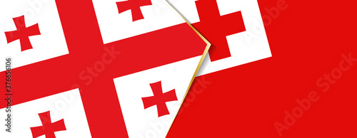 Georgia and Tonga flags, two vector flags.