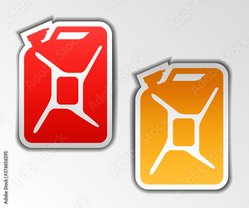 Fuel container jerrycan. Gasoline canister. Illustration isolated with shadow on background.