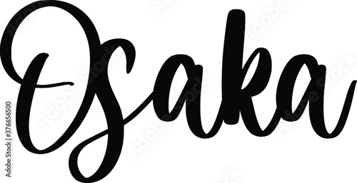  Osaka Typography/Calligraphy  Black Color Text On White Background