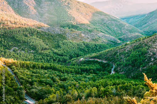 Scenic mountain landscape in Las Hurdes, Extremadura, Spain. photo