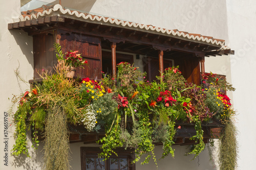 Vászonkép Typical balconies in Santa Cruz, La Palma, Canaries