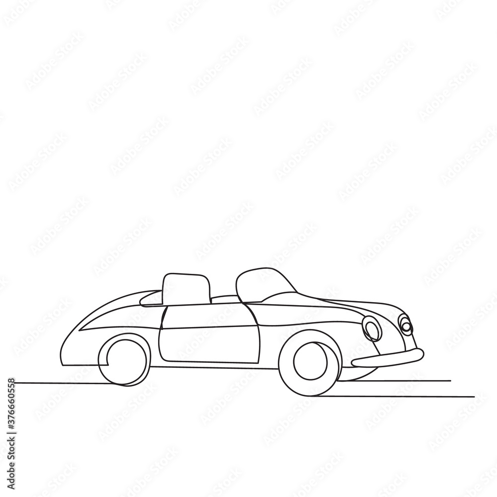 isolated, one line drawing car, sketch