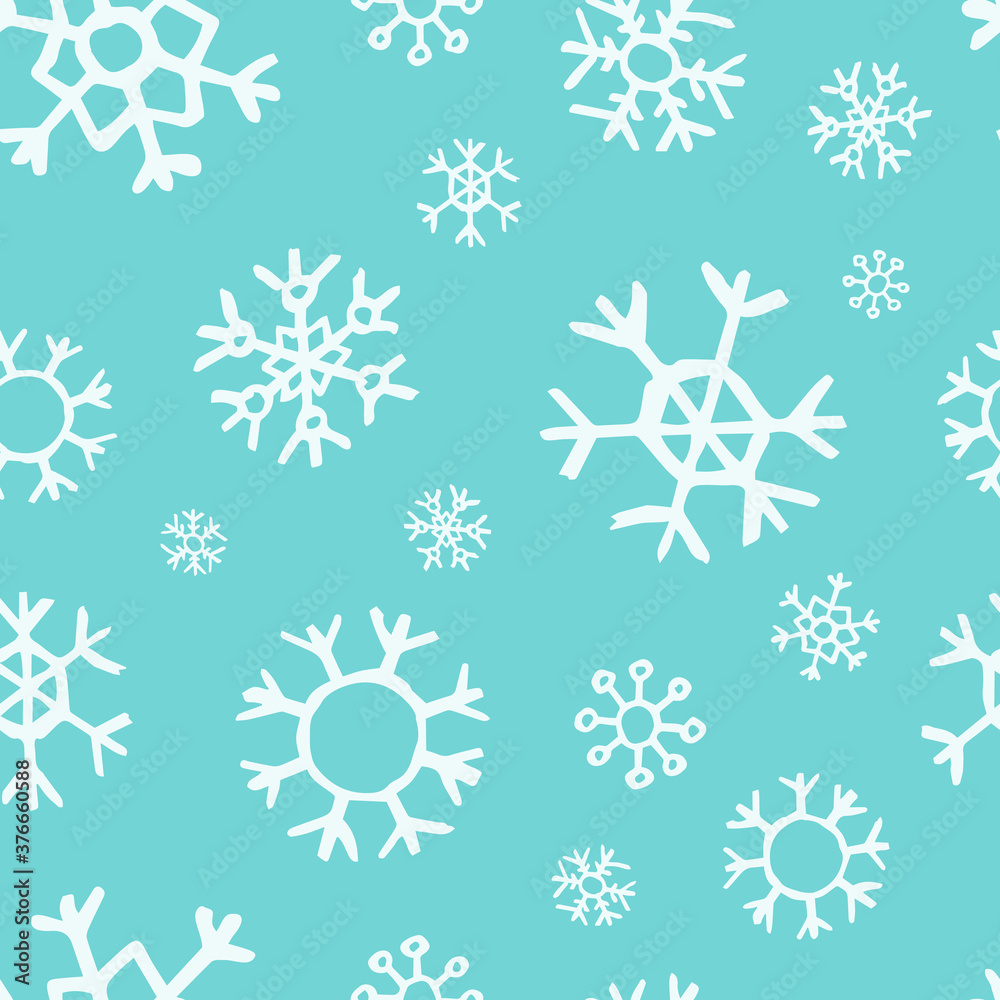 Fototapeta premium Seamless background of hand drawn snowflakes