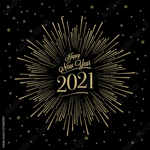 Happy New Year with Starburst Vector illustration