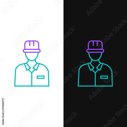 Line Oilman icon isolated on white and black background. Colorful outline concept. Vector.