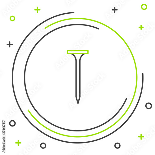 Line Metallic nail icon isolated on white background. Colorful outline concept. Vector.