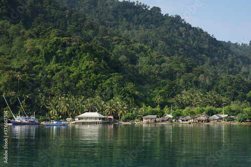 beach and mountain in indonesis