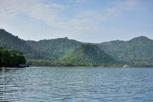 beach and mountains in indonesia