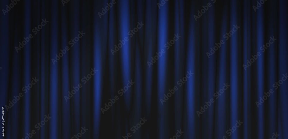 Abstract image of Blue curtain fabric texture background.