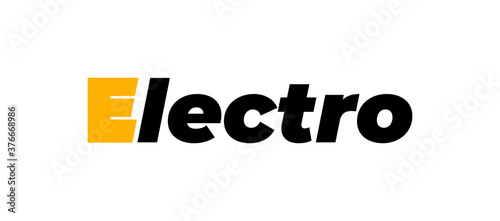 Energy company logo. High voltage tower on a sun background