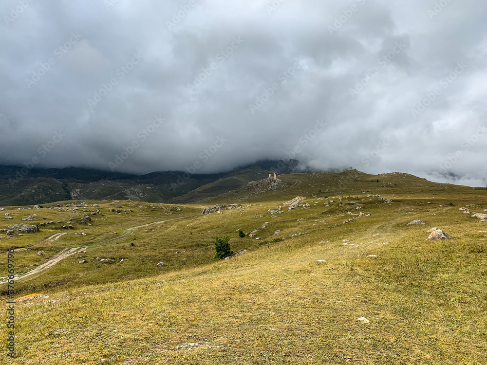Fields in the mountains, natural colors, mountains background Fields in the mountains, natural colors, mountains background