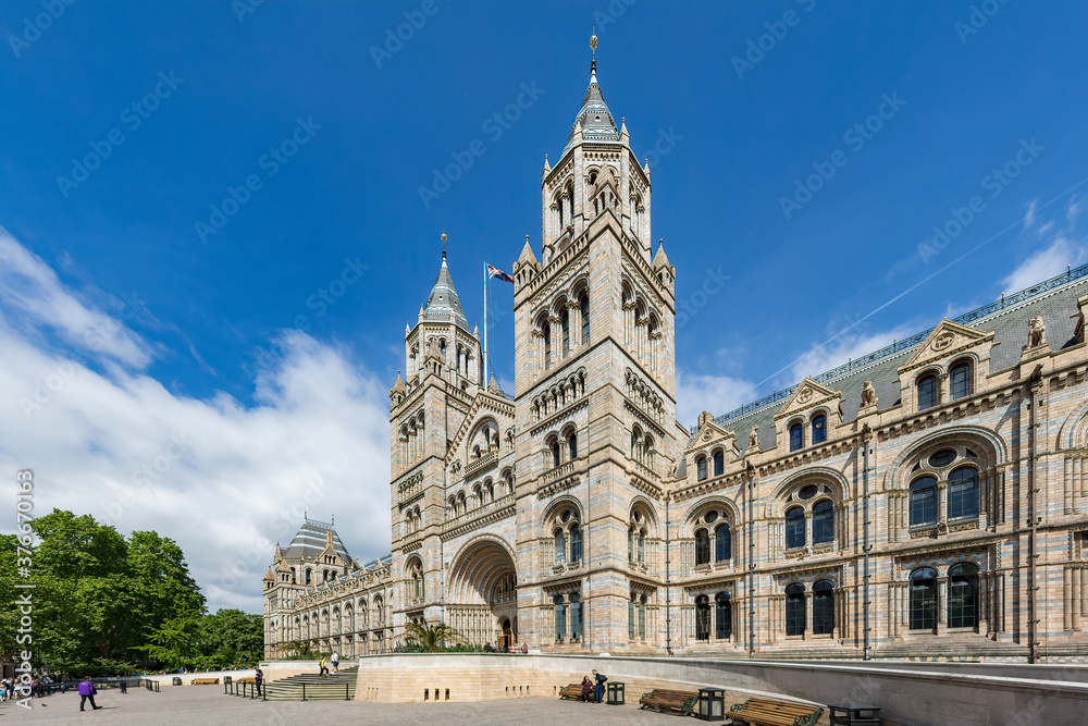 Exterior view of the Natural History Museum in South Kensington, London UK